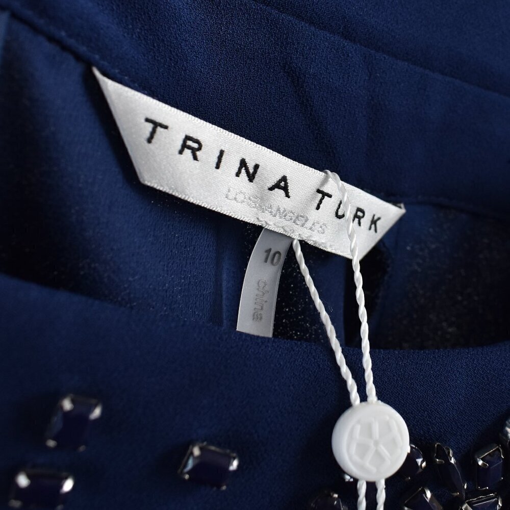 Trina Turk Gaudin Dress Navy NEW - 10 - Picture 10 of 11